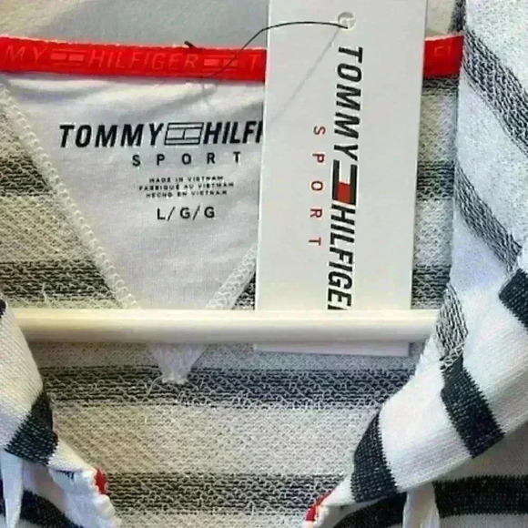 NWT! TOMMY HILFIGER Hooded Jacket/Sweatshirt/Hoodie Navy/White Stripe Size Large - Picture 15 of 16